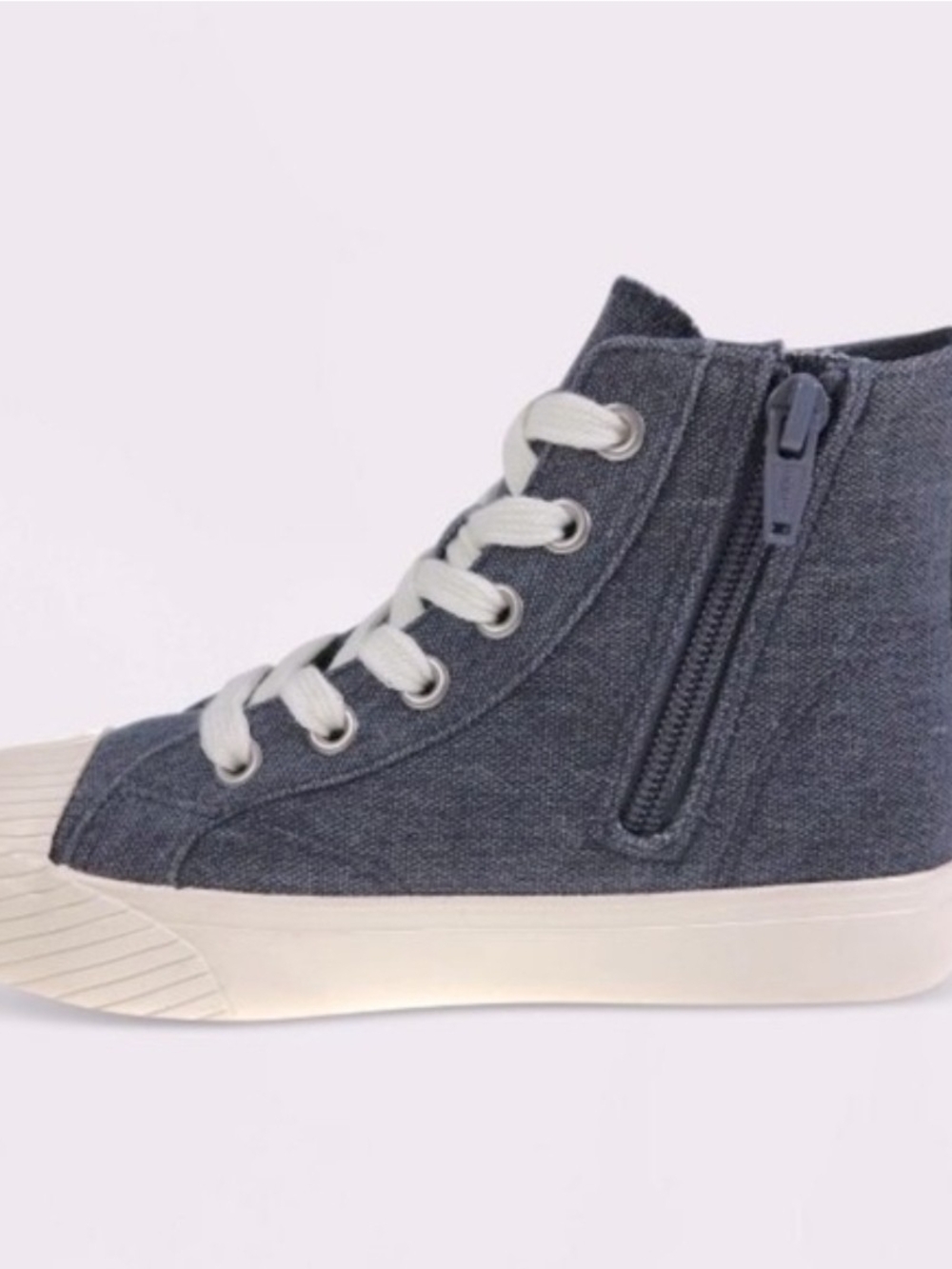 Kids High-Top Canvas Sneaker in Denim Blue Size 2